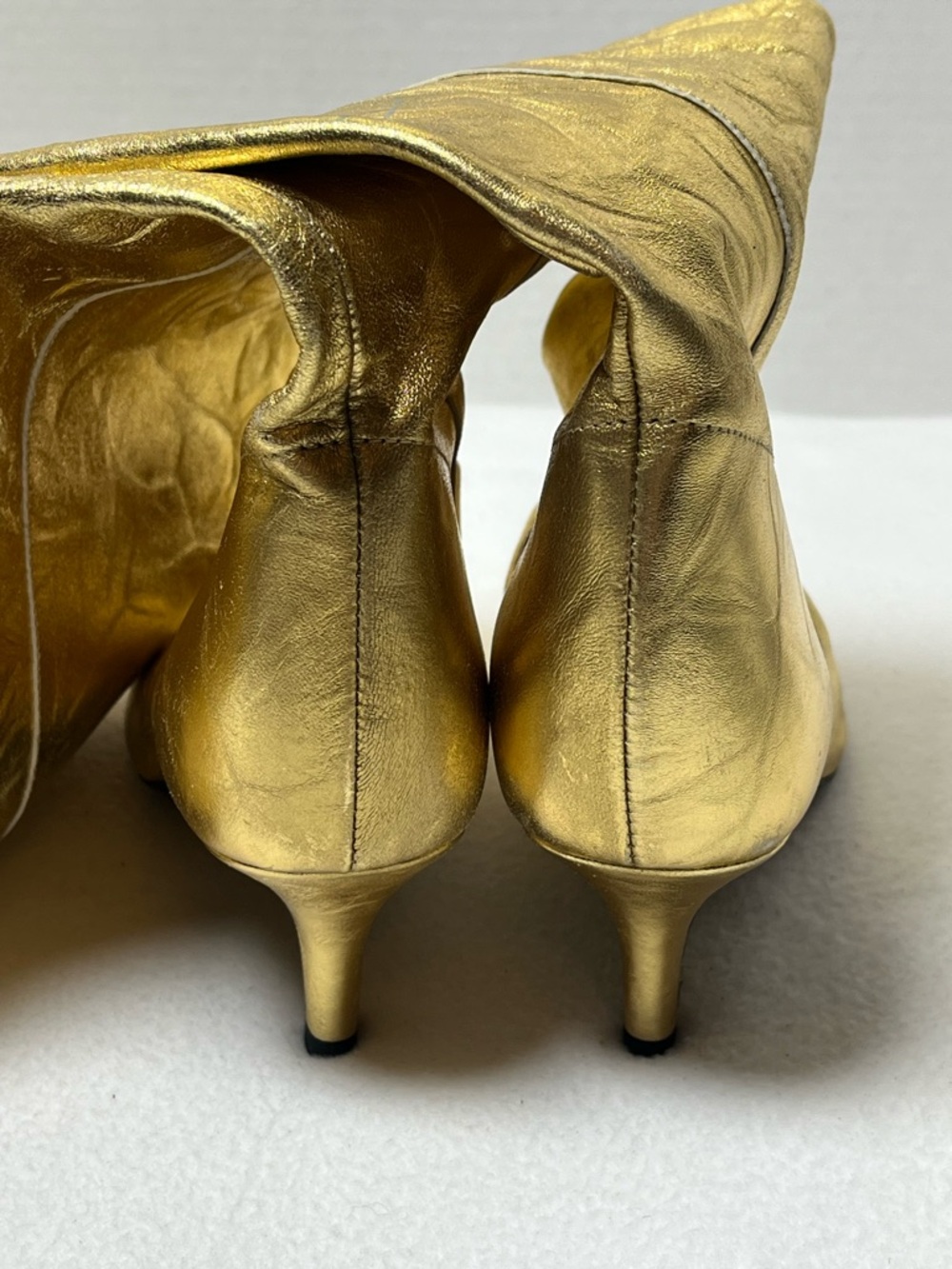 Free People Sloane Slouch Ankle Boots Gold Leather 37.5 (7-7.5) - Picture 5 of 16